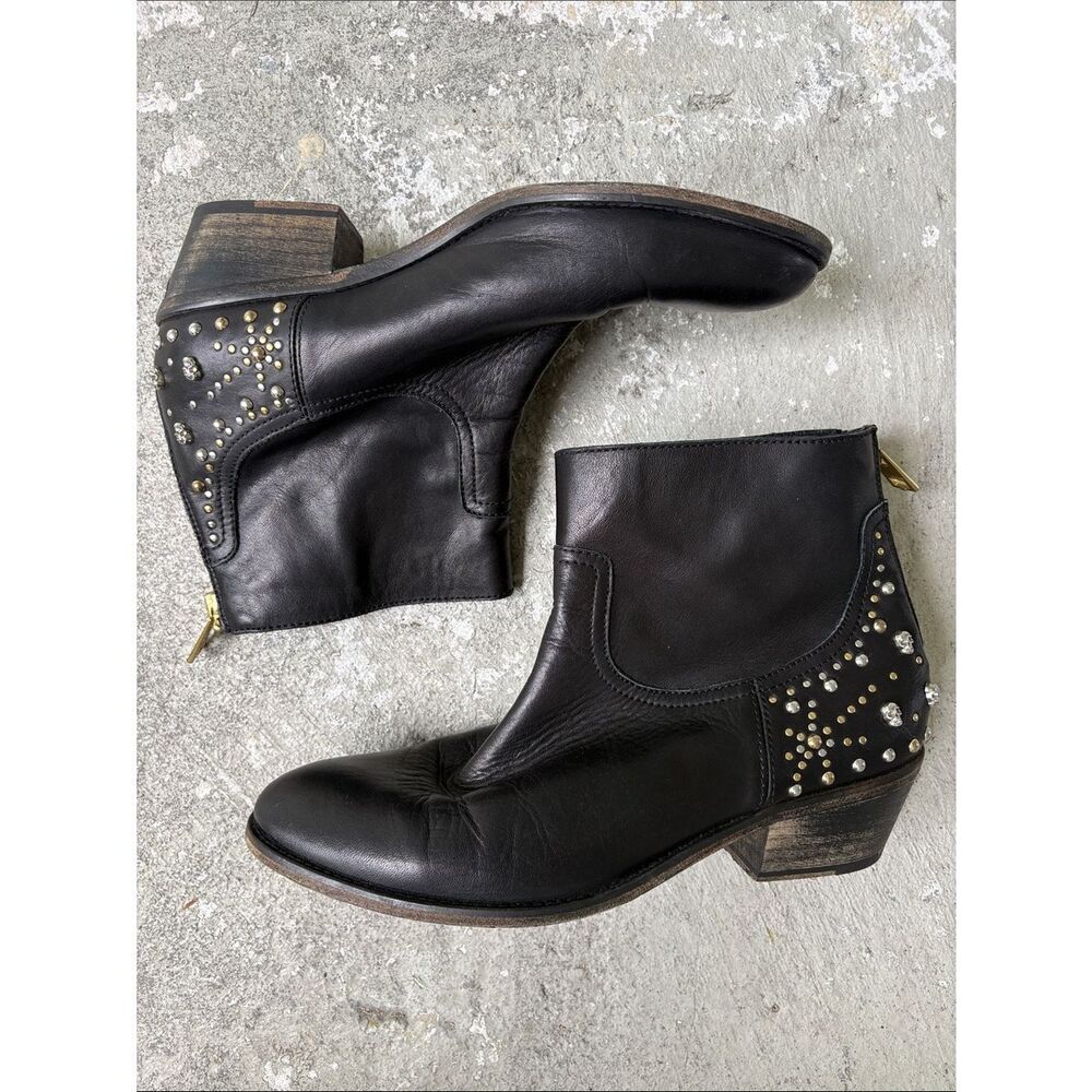 Zadig & Voltaire Black Leather Studded Ankle Boots